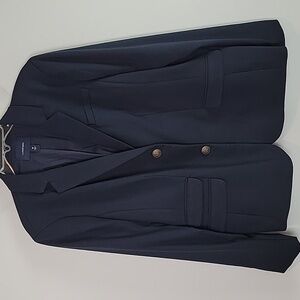Lands' End Navy blue blazer hopsack crest buttons womens size 18